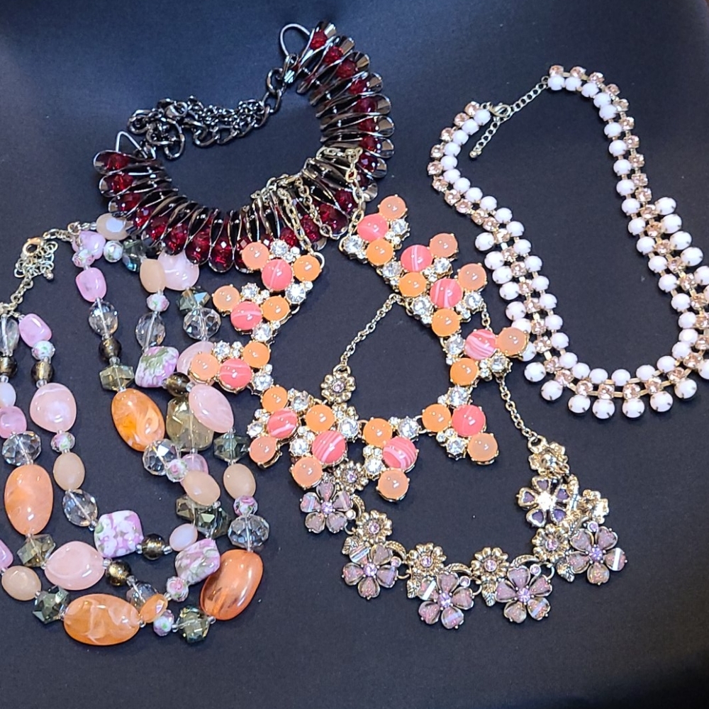 Statement necklaces - in pink, orange, red